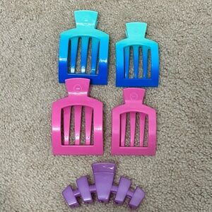 TELETIES Hair Clips Flat & Regular- Lot of 5 Includes 2 Large & 3‎ Medium EUC
